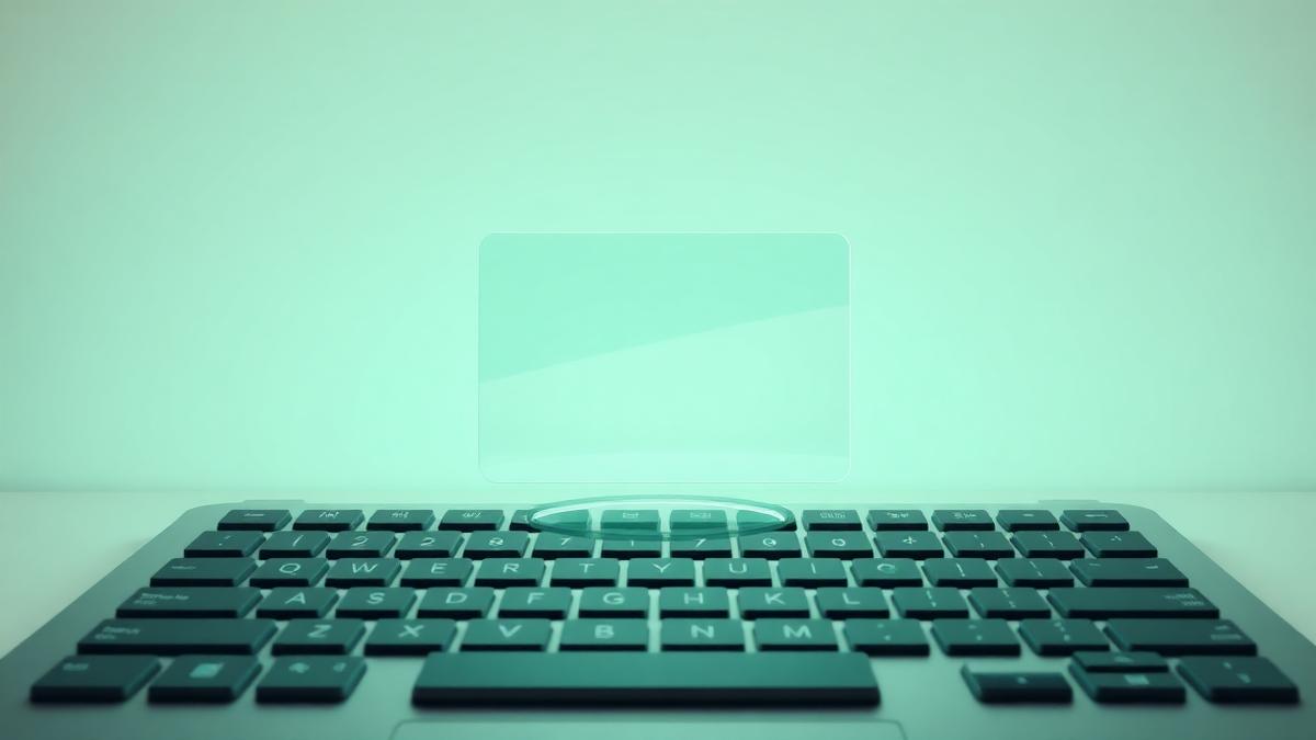 Keyboard with a glowing focus ring on a floating interface panel