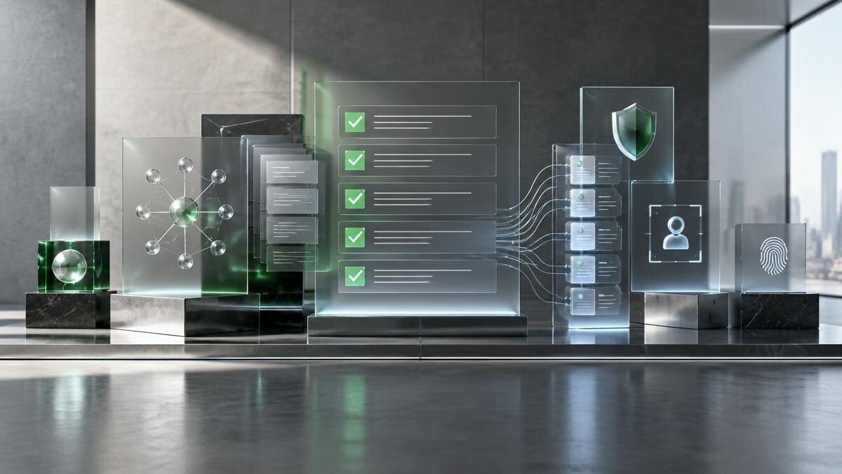 AI governance checklist connecting model evidence, privacy, human oversight, accessibility, and security controls